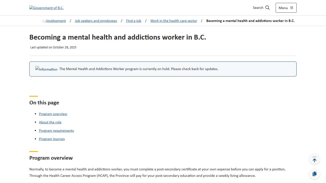 Becoming a mental health and addictions worker in B.C. - Province of British Columbia